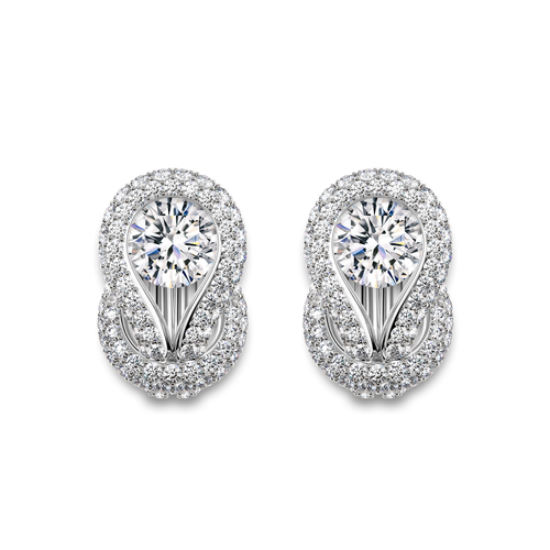 Encordia® Solitaire Pavé Stud Earrings
